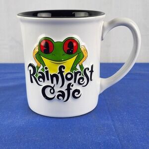 VTG Rainforest Cafe Cha Cha! 3D Art Cup‎ Embossed Green Frog Mug Thailand